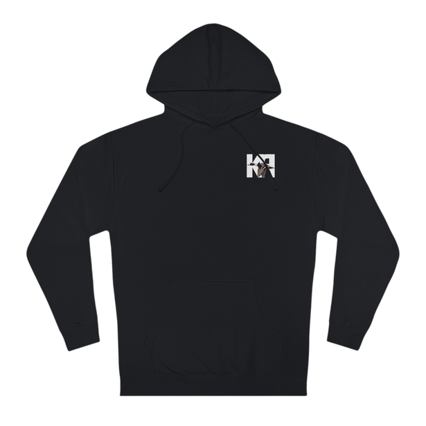 a  black color, hooded sweatshirt by independent trading company with the K-RAY CONSTRUCTION logo on the front