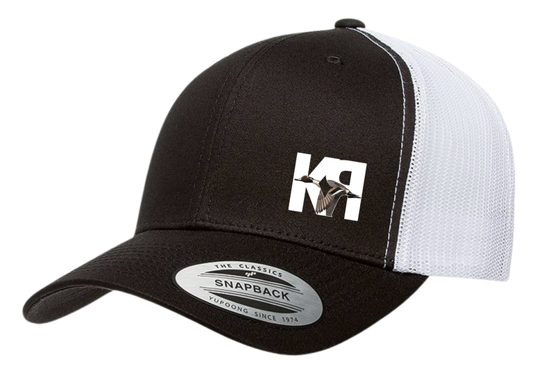 Black and White Color The Classics Yupoong Snapback Hat with K-RAY CONSTRUCTION logo patch on left side