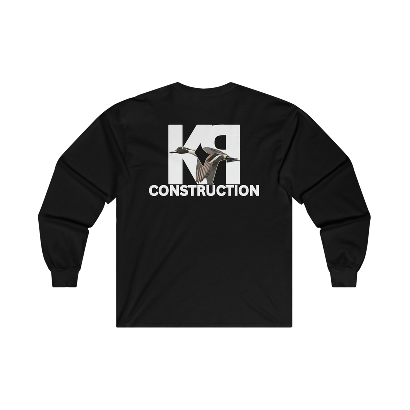 color Black heavy duty long sleeve cotton shirt by Gildan with the K-RAY LOGO on the back