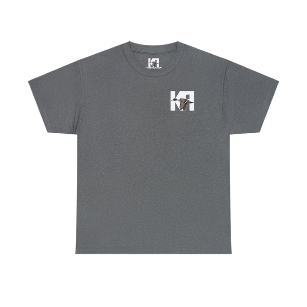 color Graphite Heather Grey short sleeve cotton t-shirt by Gildan with K-RAY CONSTRUCTION logo on front