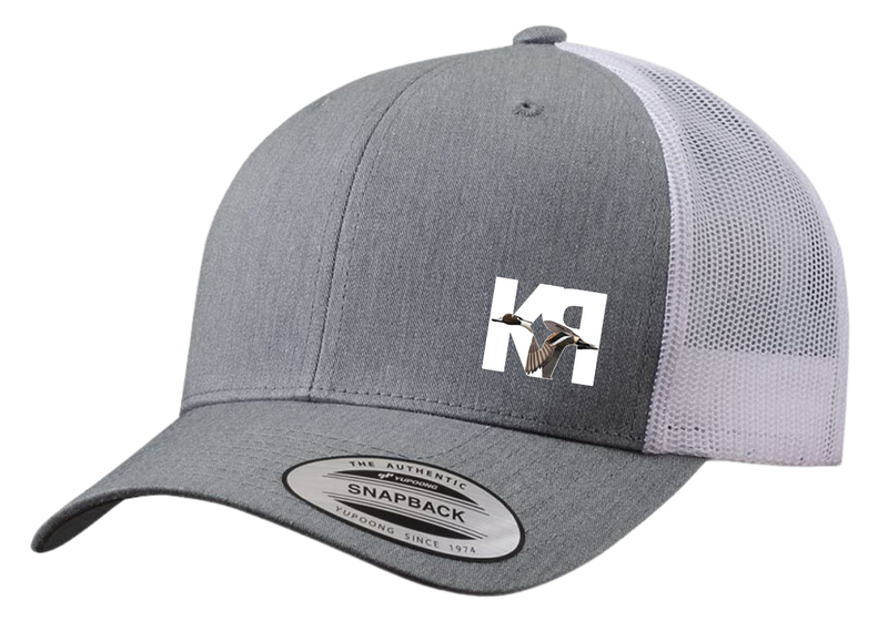 Heather Grey and White Color The Classics Yupoong Snapback Hat with K-RAY CONSTRUCTION logo patch on left side