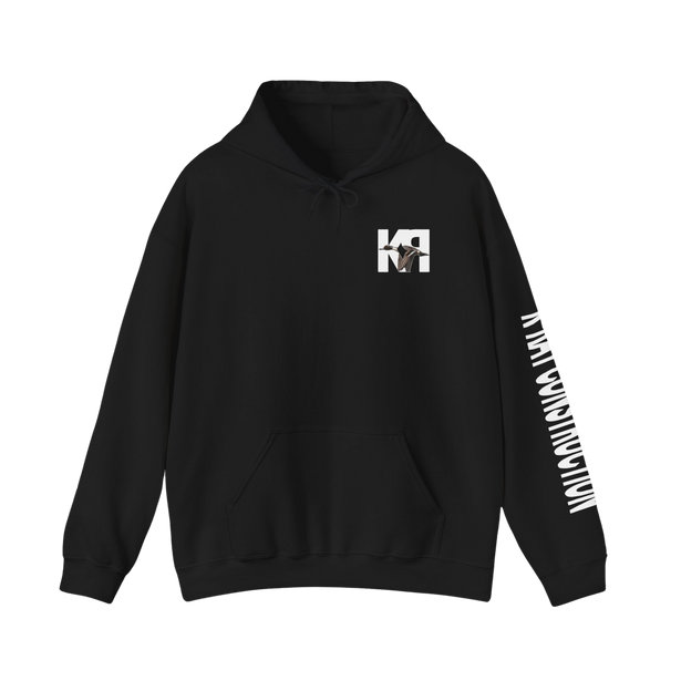 a Black color, hooded sweatshirt with the K-RAY CONSTRUCTION logo on the front and left arm sleeve