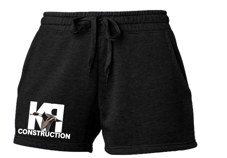 Black color Fleece lined Sweatshorts by Independent Trading Company with the K-RAY CONSTRUCTION logo on the right leg.
