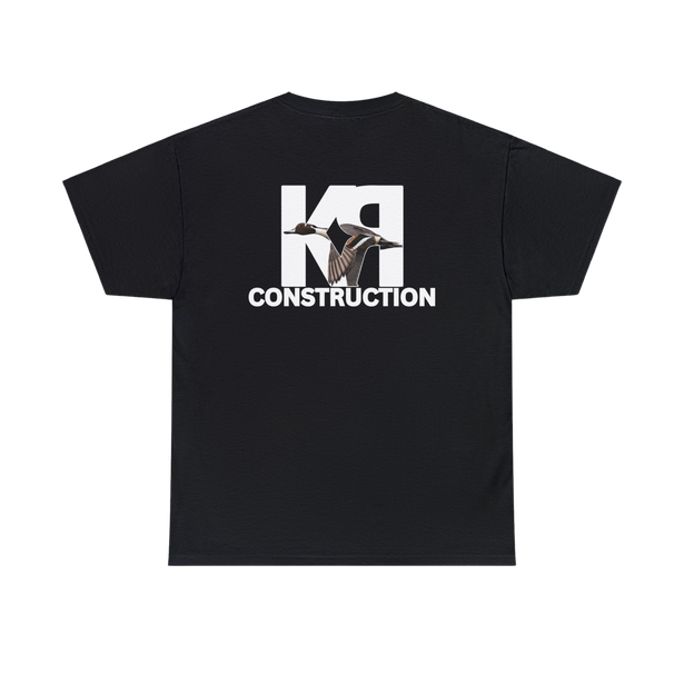 color Black short sleeve cotton t-shirt by Gildan with K-RAY CONSTRUCTION logo on back