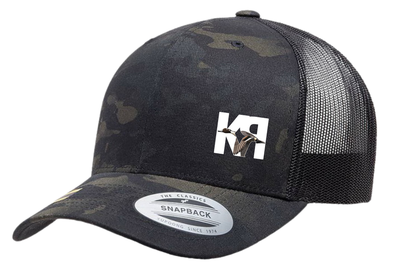 Multicam Black and Black Color The Classics Yupoong Snapback Hat with K-RAY CONSTRUCTION logo patch on left side
