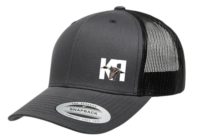charcoal grey and black Color The Classics Yupoong Snapback Hat with K-RAY CONSTRUCTION logo patch on left side
